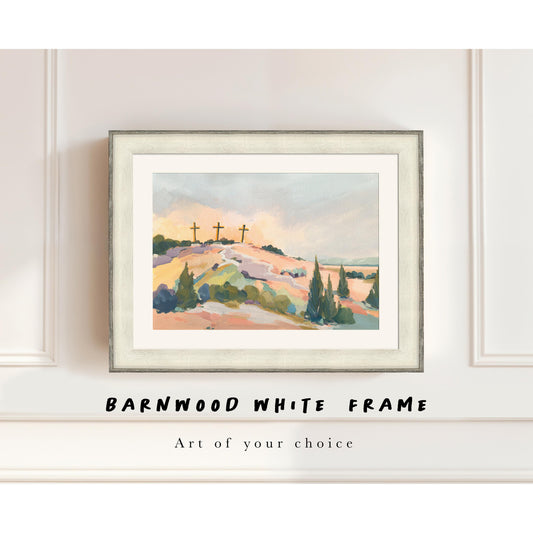 Modern Farmhouse Rustic Framed Christian Wall Art – Barnwood White Frame