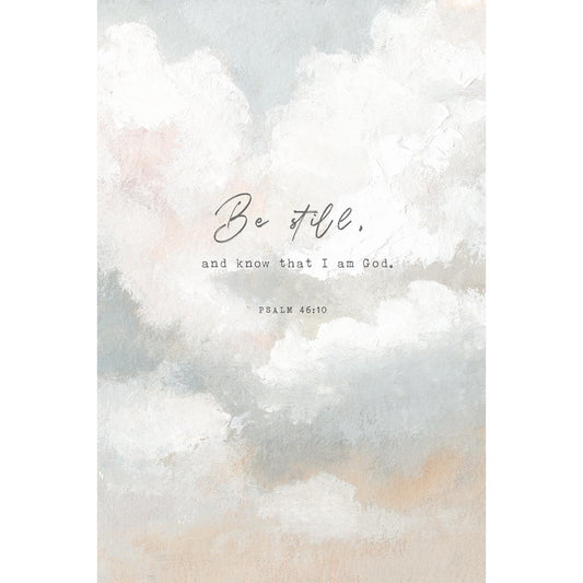 Christian Wall Art Print | Psalm 46:10 Modern Vintage Decor | Sky Clouds “Be Still & Know”