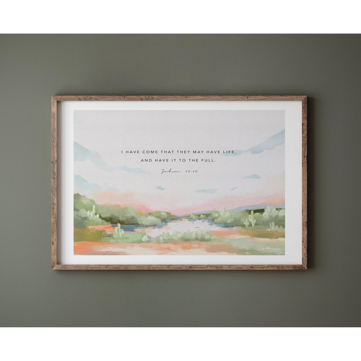 Bible Verses Art Watercolor Landscape John 10 10 - LIFE