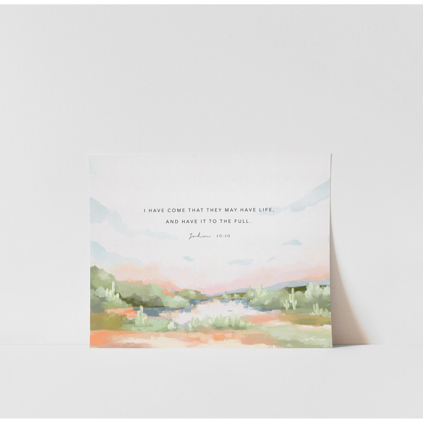 Bible Verses Art Watercolor Landscape John 10 10 - LIFE