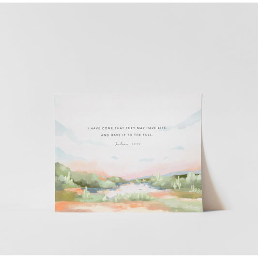 Bible Verses Art Watercolor Landscape John 10 10 - LIFE