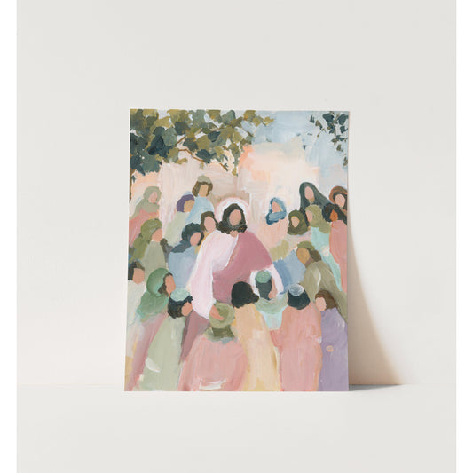 Contemporary Religious Art - Jesus Welcoming Children Art "Let the Children Come"