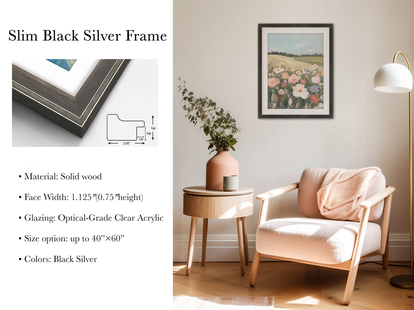 Vintage Framed Christian Wall Art – Slim Gold Black Frame