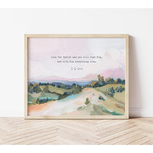 C S Lewis Quote "Look for Christ" - Contemporary Christian Wall Art