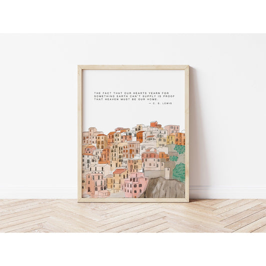 Christian Art - C S Lewis "Heavenly Home" Quote Art