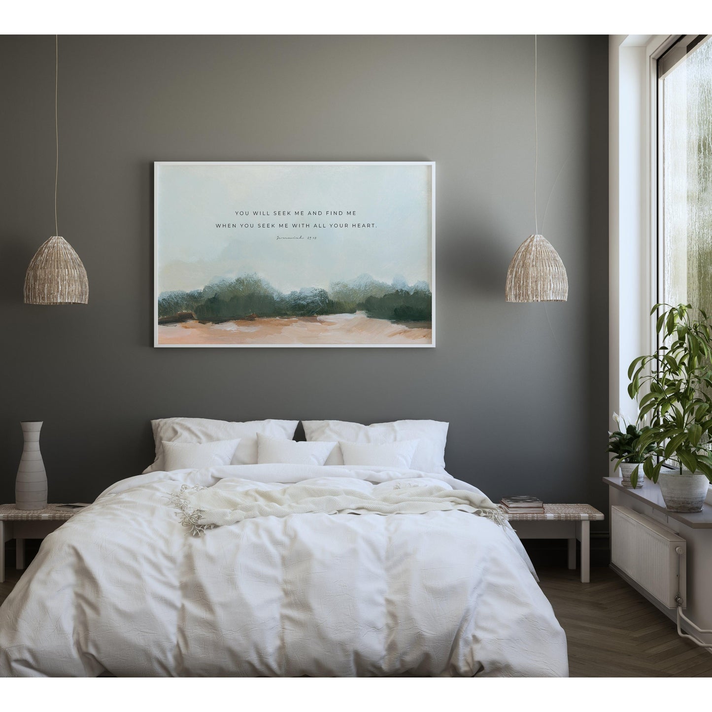 Christian Art - Landscape with Bible Verse Jeremiah 29:13 "Seek and Find"