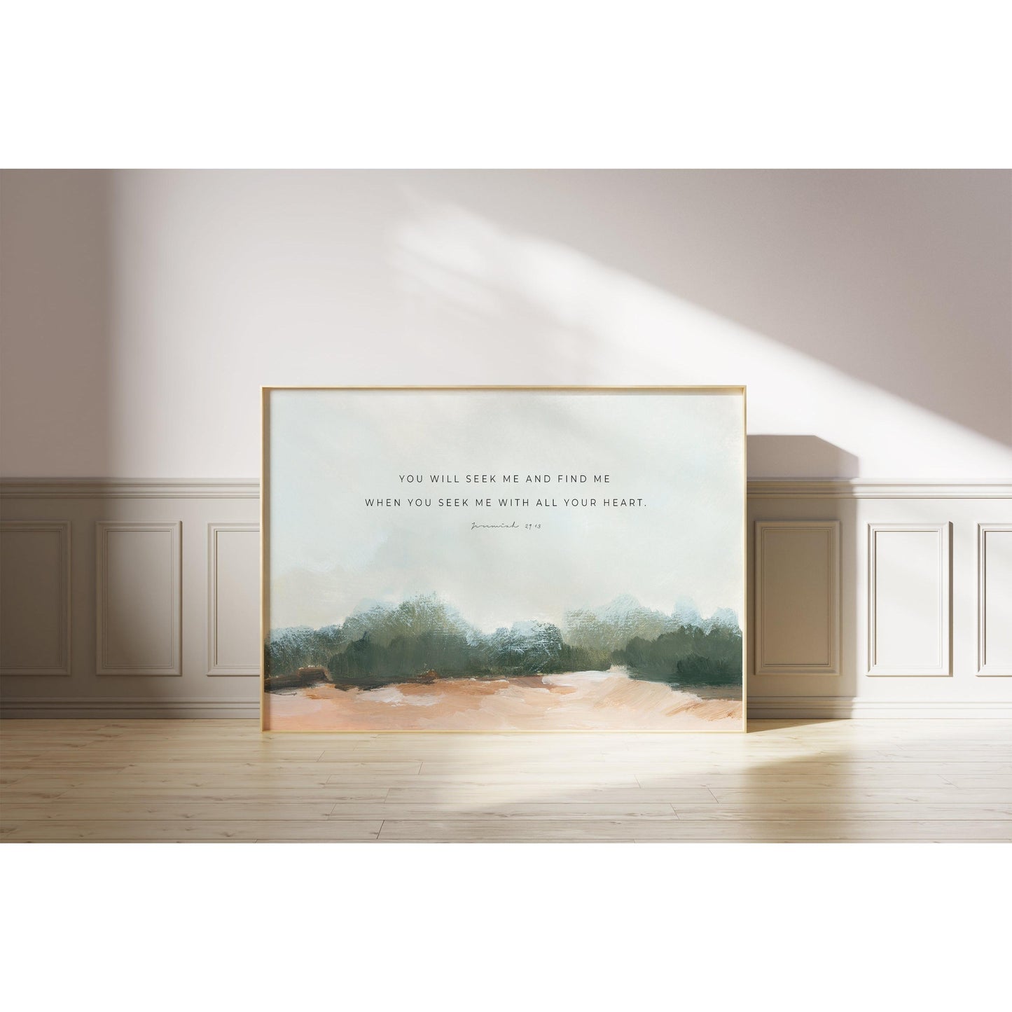Christian Art - Landscape with Bible Verse Jeremiah 29:13 "Seek and Find"