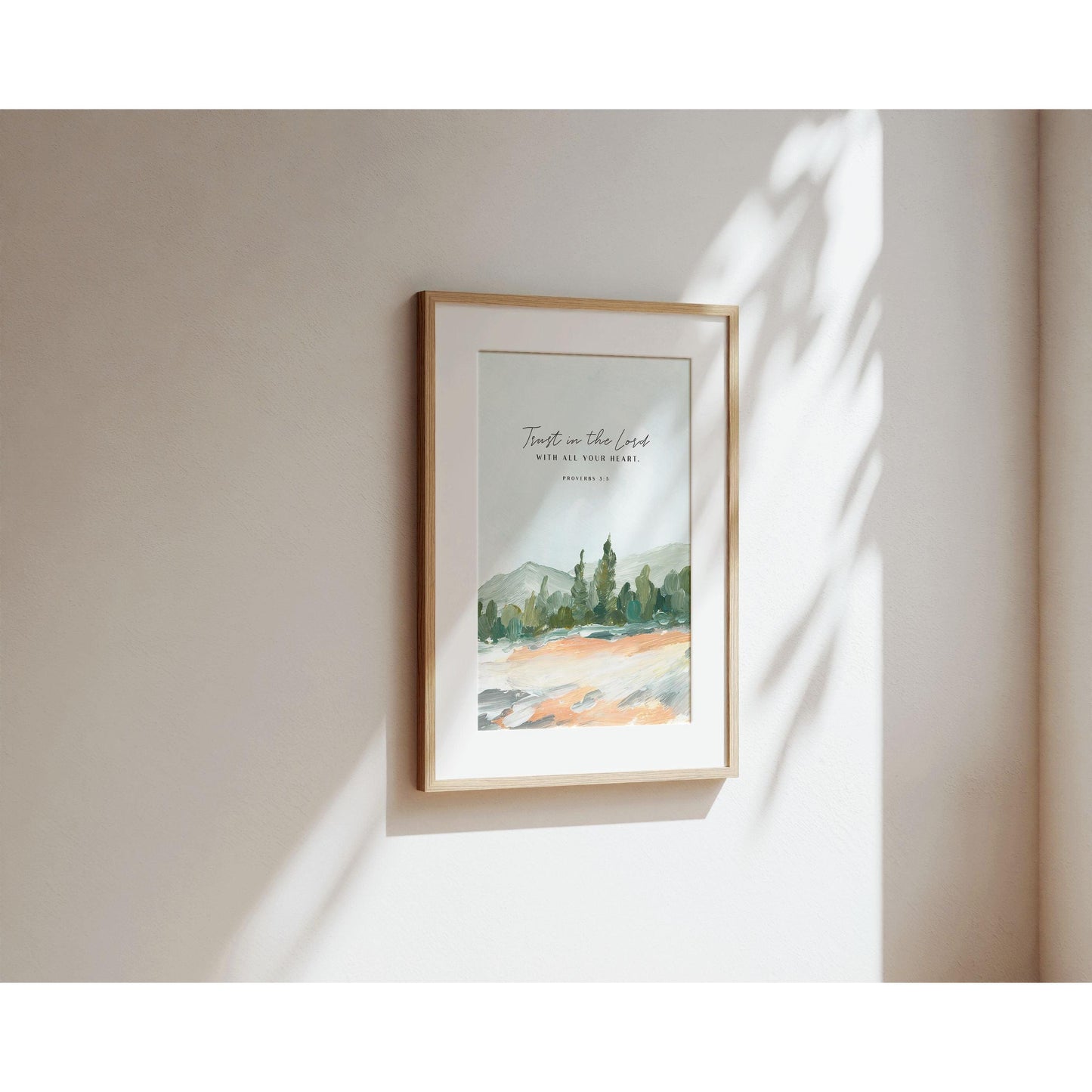 Christian Art - Landscape with Bible Verse Proverbs 3:5
