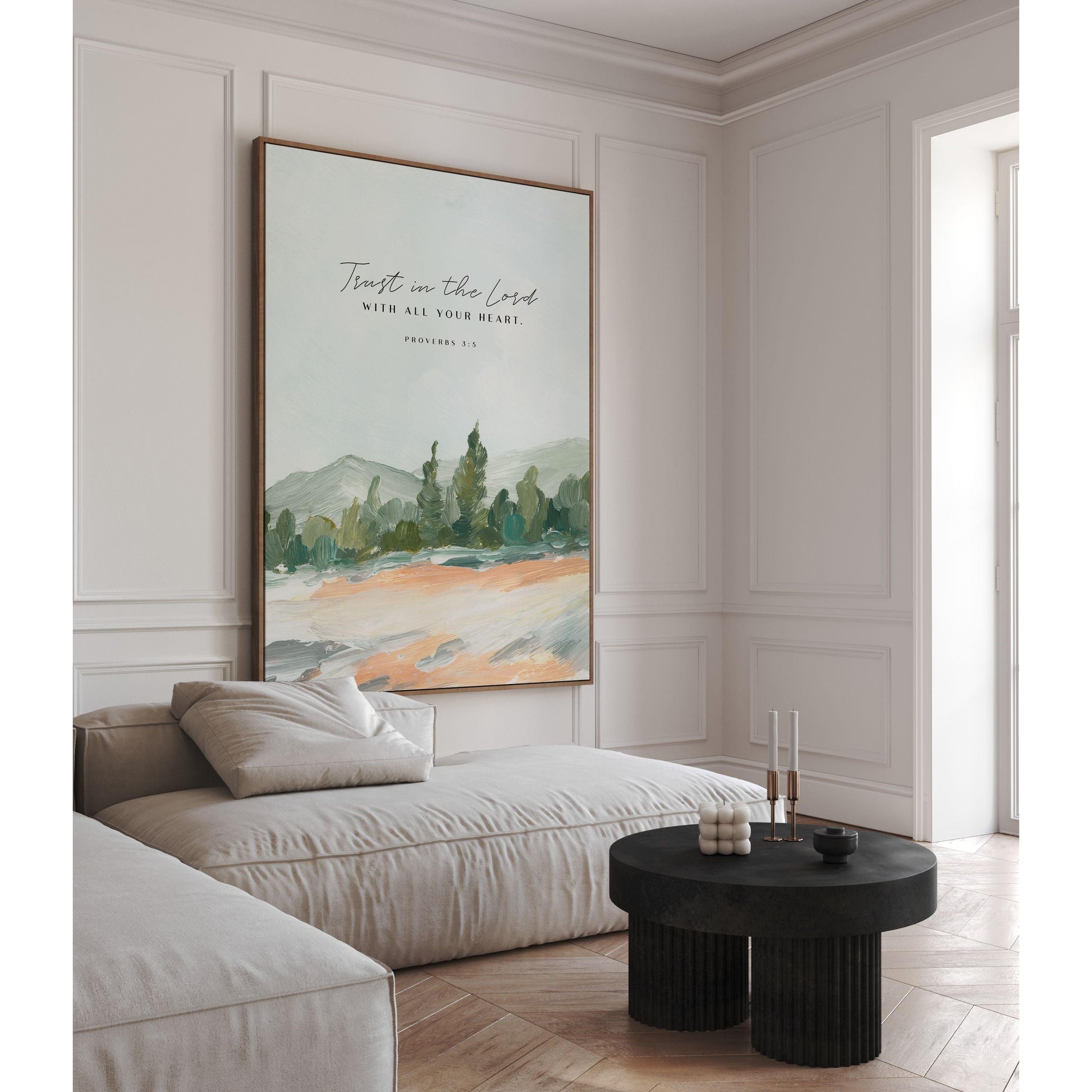 Christian Art - Landscape with Bible Verse Proverbs 3:5
