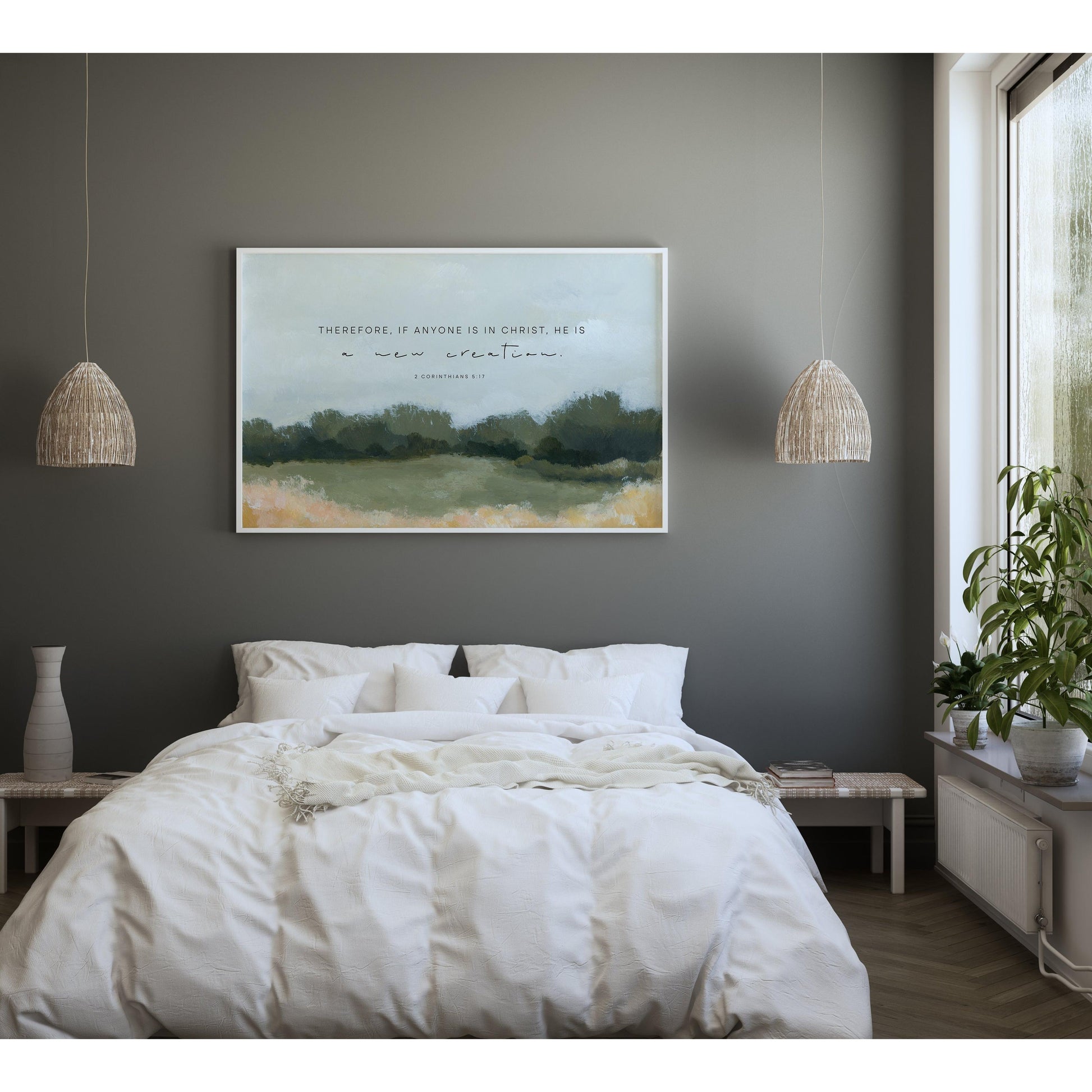Christian Art - Landscape with Bible Verses - 2 Corinthians 5:17