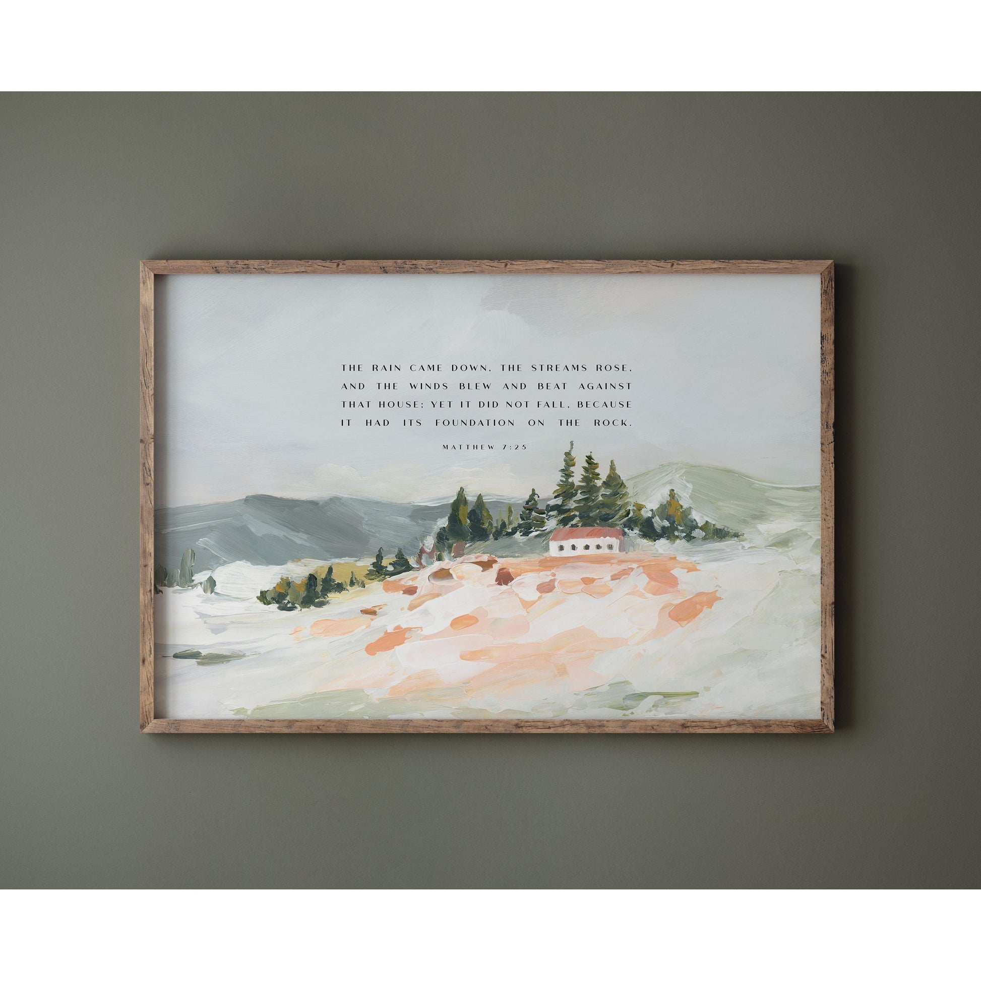 Christian Art - Landscape with Bible Verses Matthew 7:24-26