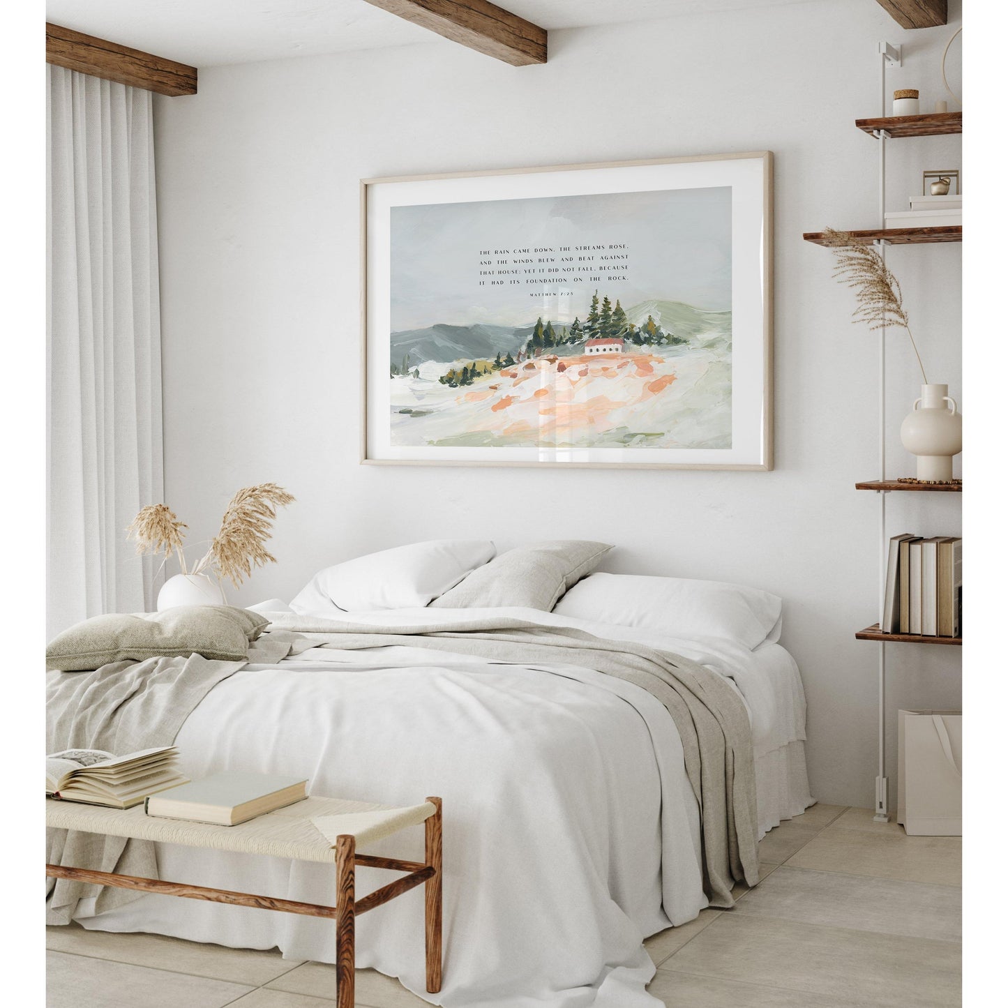 Christian Art - Landscape with Bible Verses Matthew 7:24-26