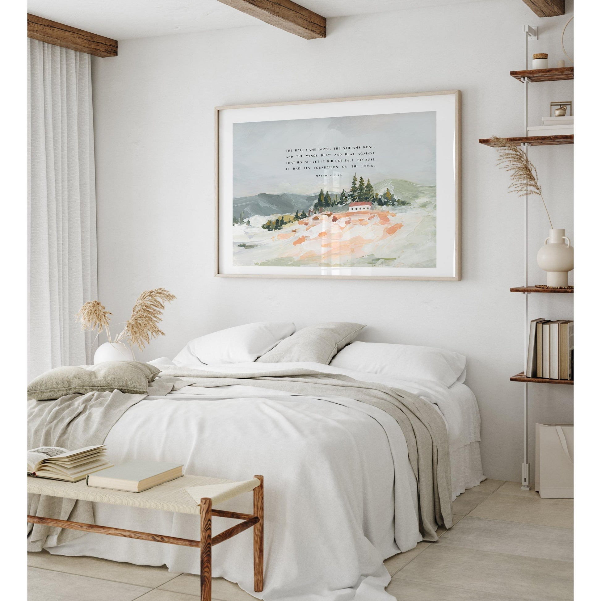 Christian Art - Landscape with Bible Verses Matthew 7:24-26