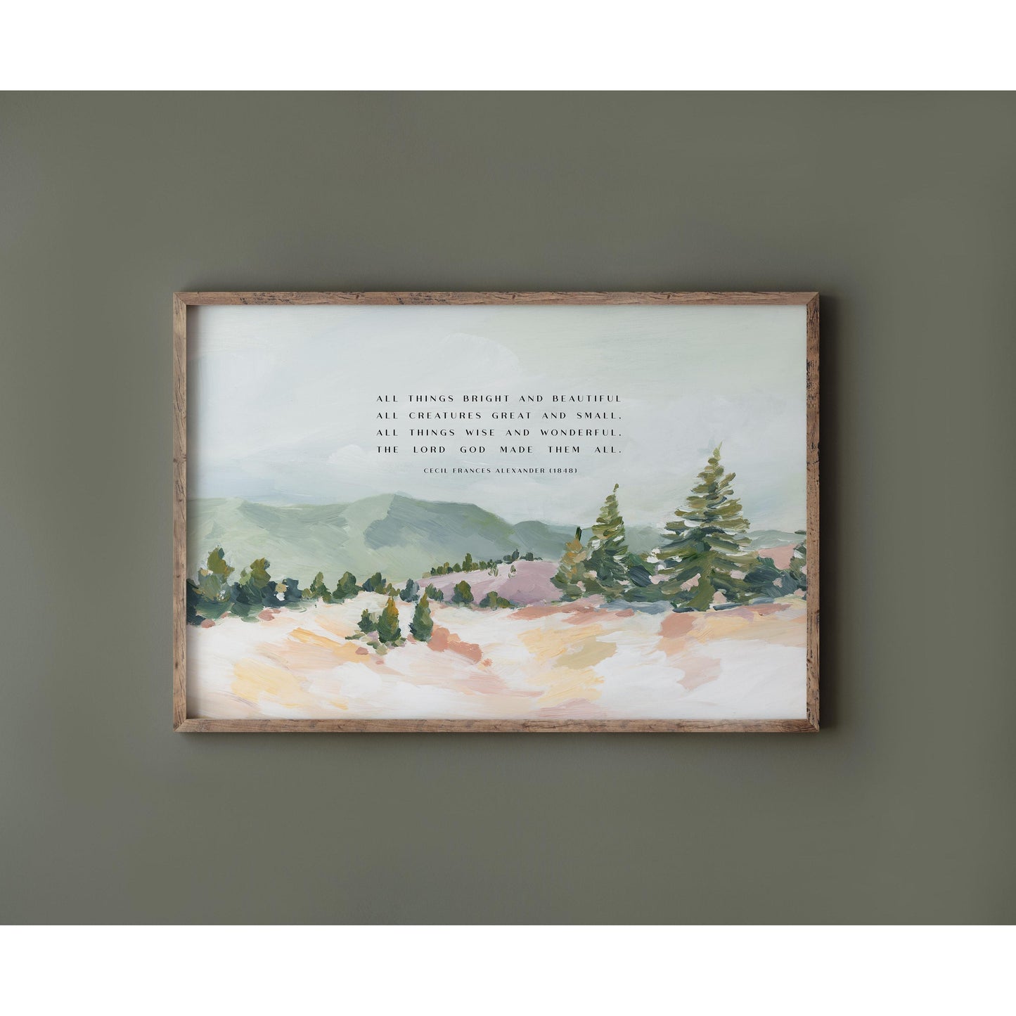 Christian Art - Landscape with Hymn "All things Bright and Beautiful"
