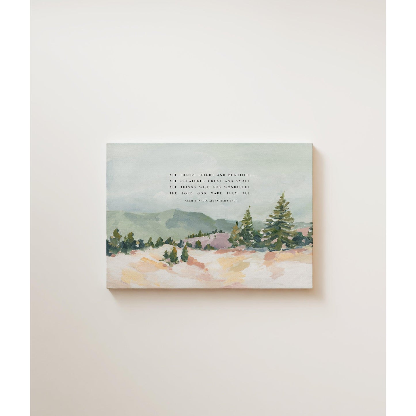 Christian Art - Landscape with Hymn "All things Bright and Beautiful"