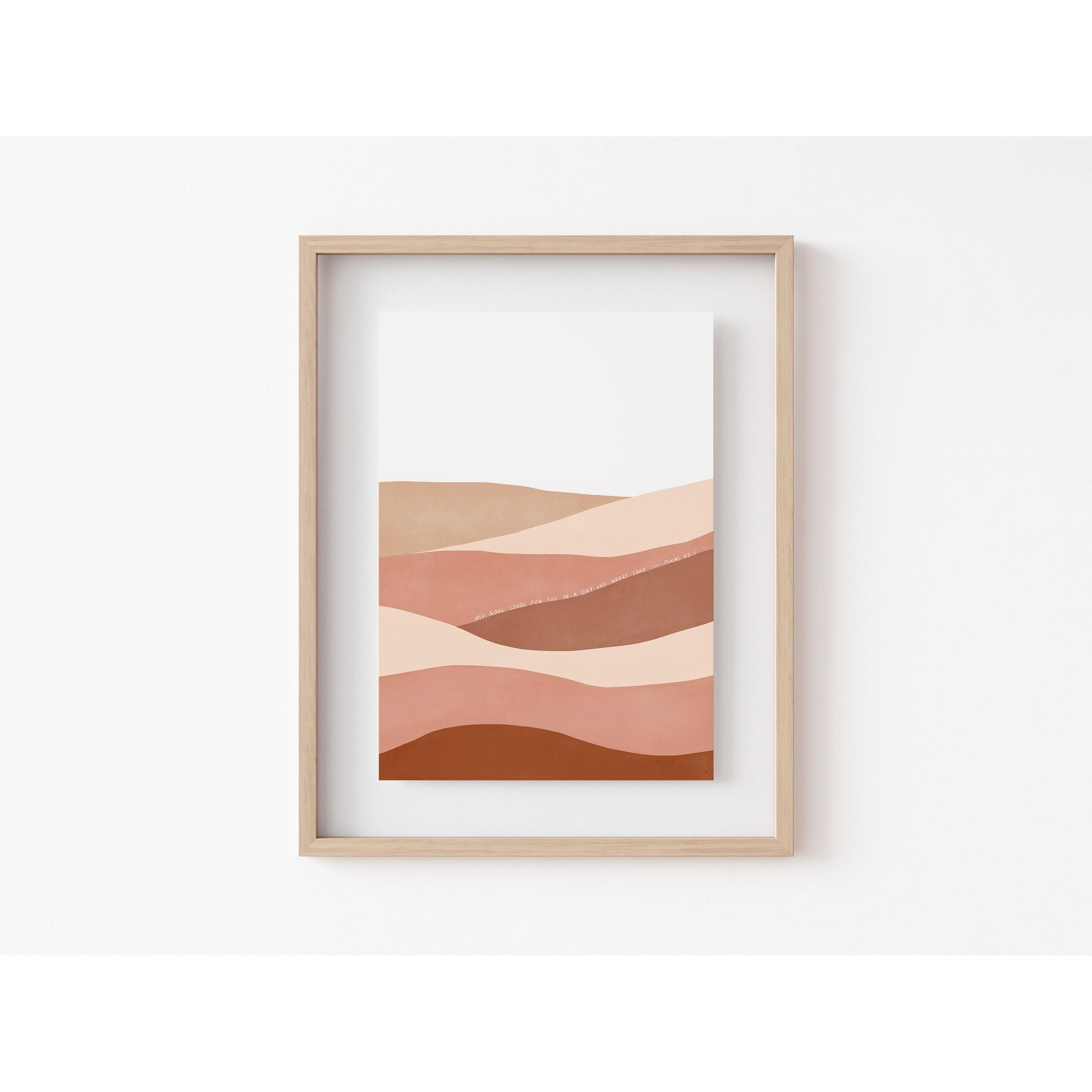 Christian Art Minimalist Desert Art with Bible Verse Psalm 63:1