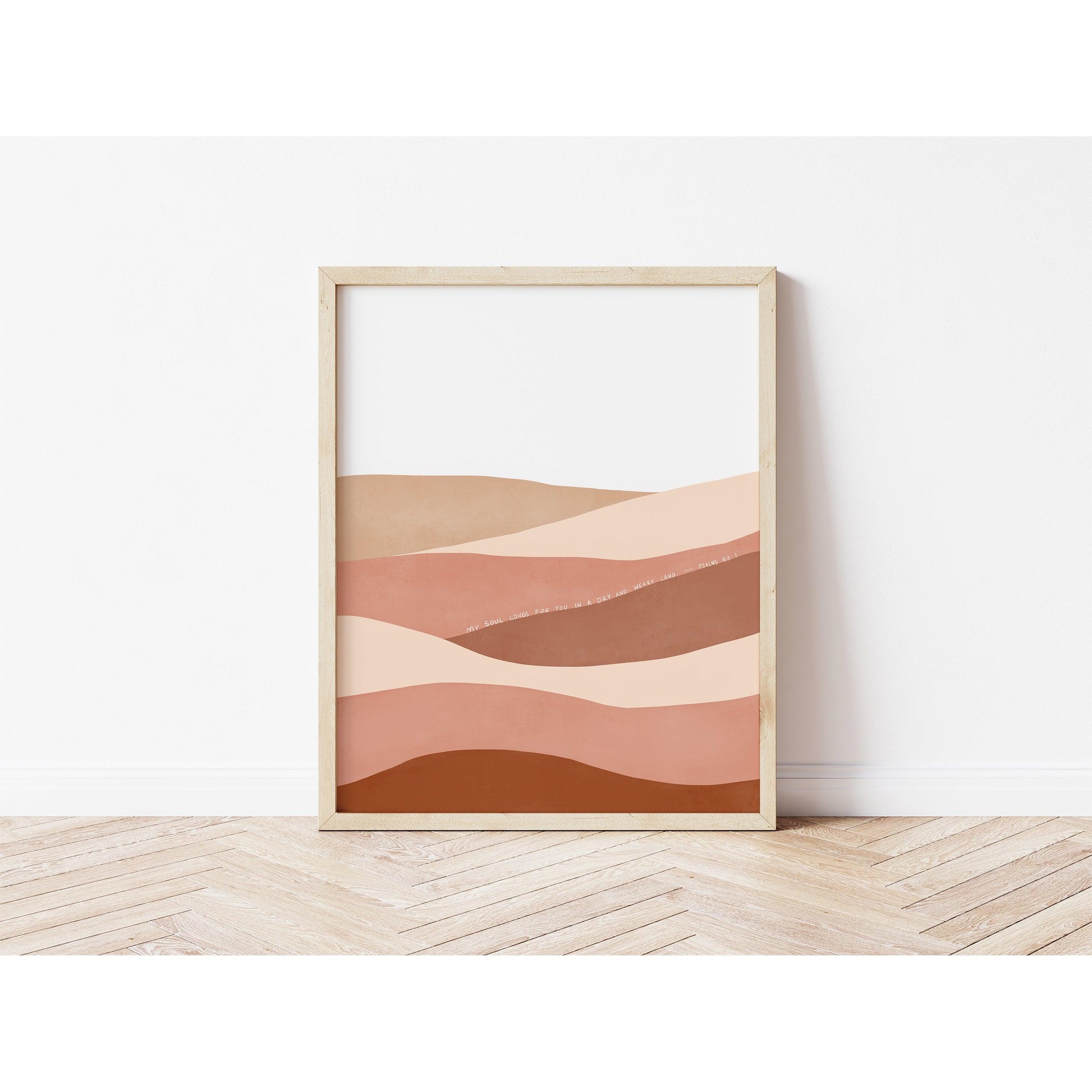 Christian Art Minimalist Desert Art with Bible Verse Psalm 63:1