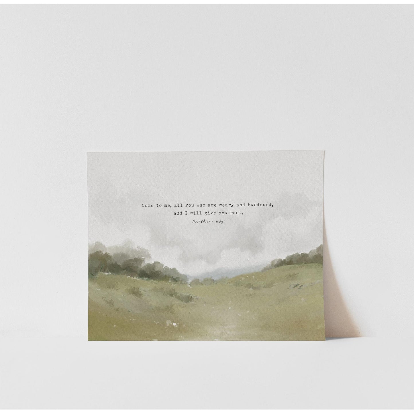 Christian Art - Vintage Landscape with Bible Verse - Matthew 11:28