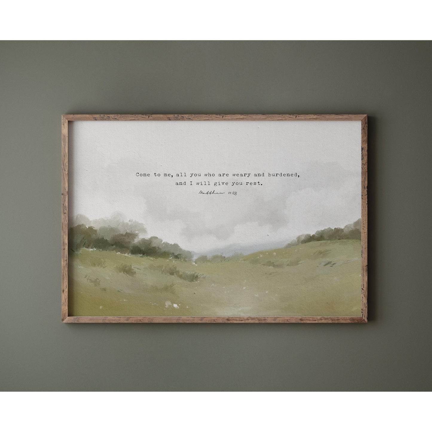 Christian Art - Vintage Landscape with Bible Verse - Matthew 11:28