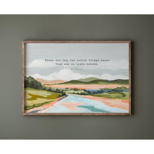 Christian Landscape Art with C S Lewis Quote - "Far Far Better Things"