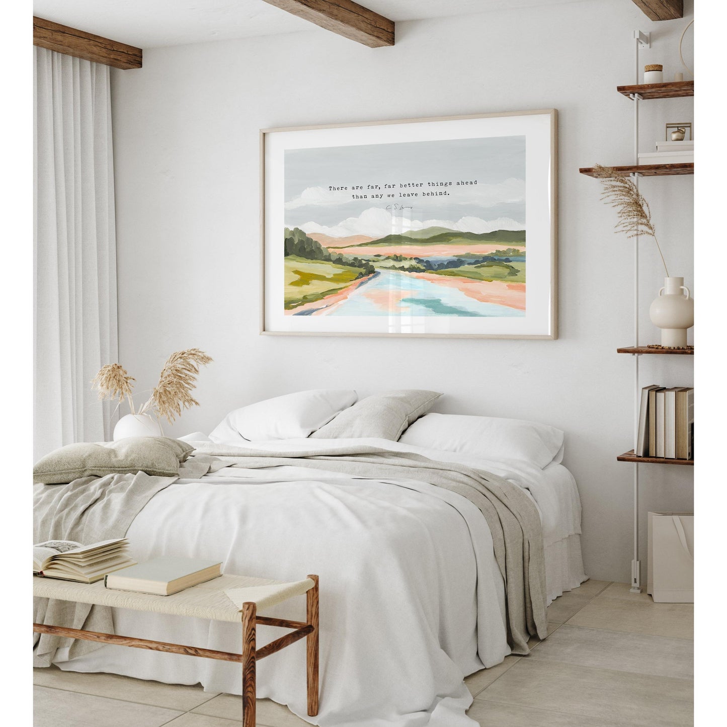 Christian Landscape Art with C S Lewis Quote - "Far Far Better Things"
