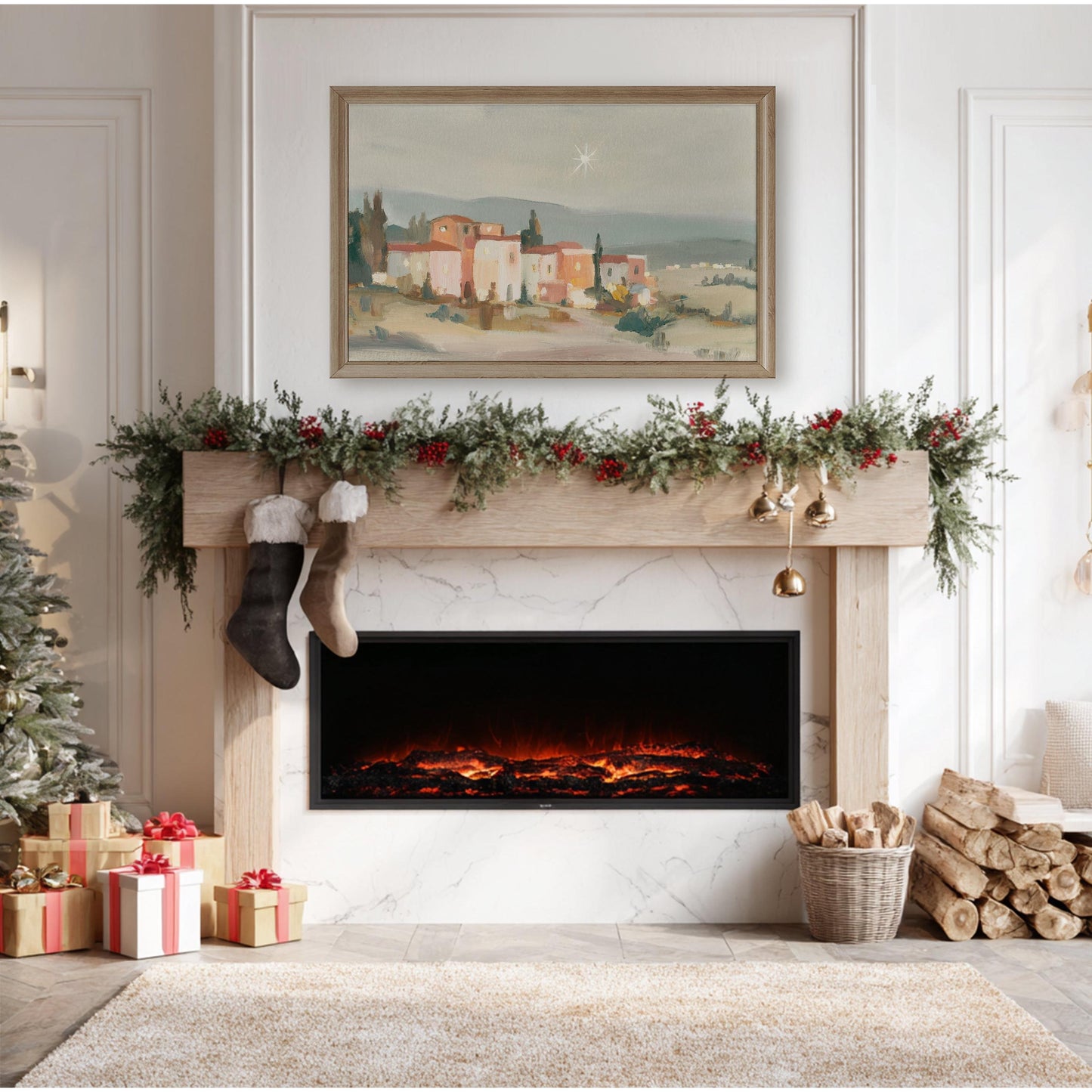 Christian Christmas Wall Art — Modern Nativity Night Scene | Christian Holiday Decor