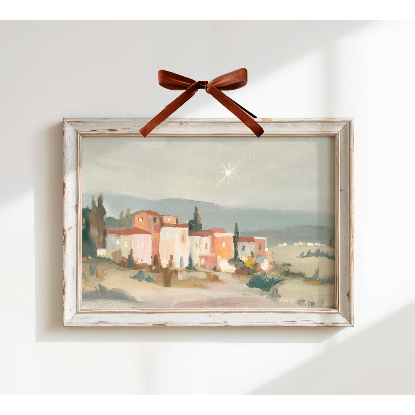 Christian Christmas Wall Art — Modern Nativity Night Scene | Christian Holiday Decor