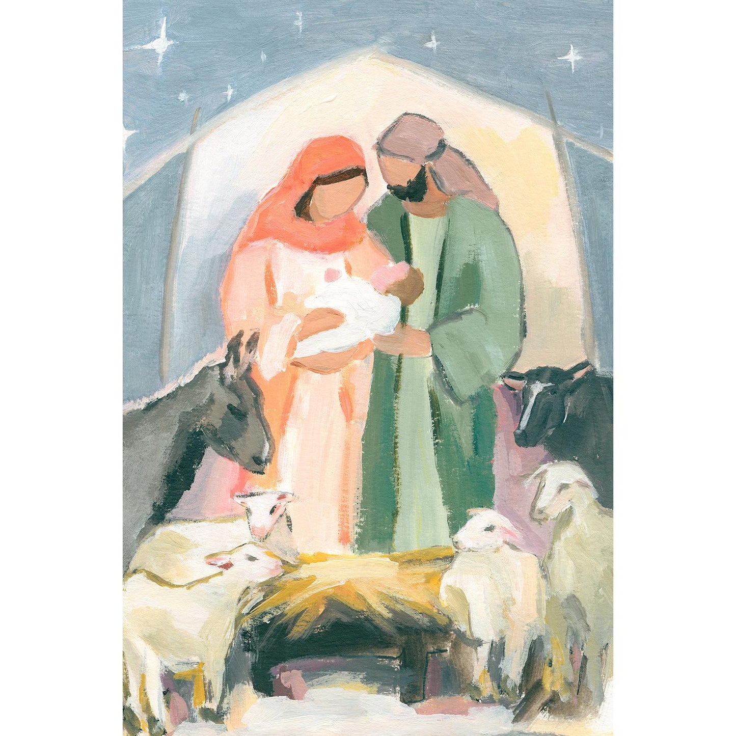 Christian Nativity Wall Art — Peace in Straw and Starlight | Christmas Decor Gift