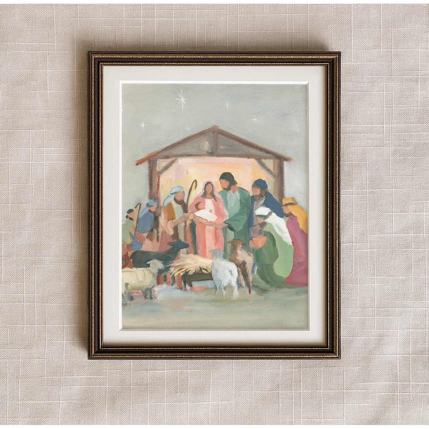 Christian Nativity Wall Art — "Unto Us" Modern & Classic Christmas Scene Print