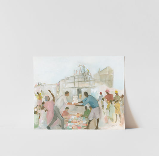 Vibrant Christian wall art symbolizing unity, mutual blessing, and the body of Christ building together in faith.