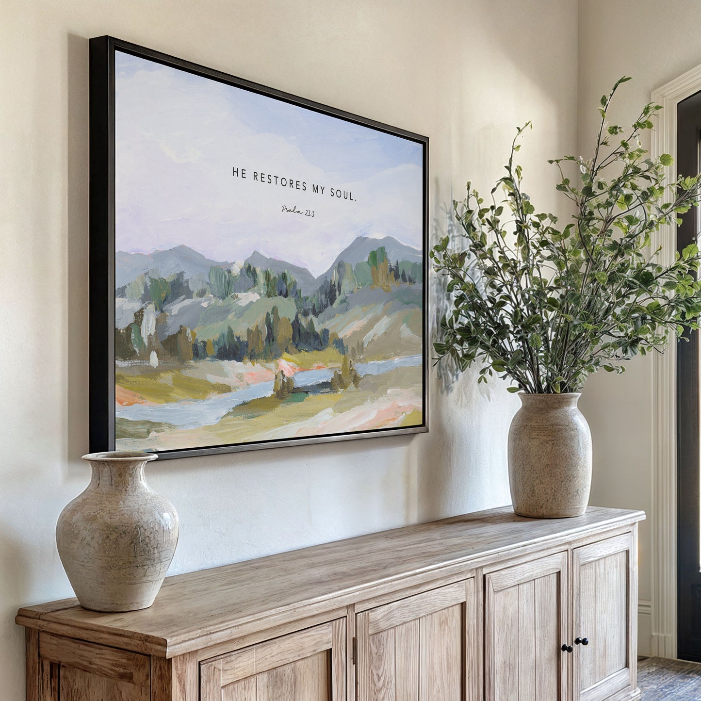 Custom Framed Christian Canvas Print – Faith-Based Wall Art with Floating Wood Frame