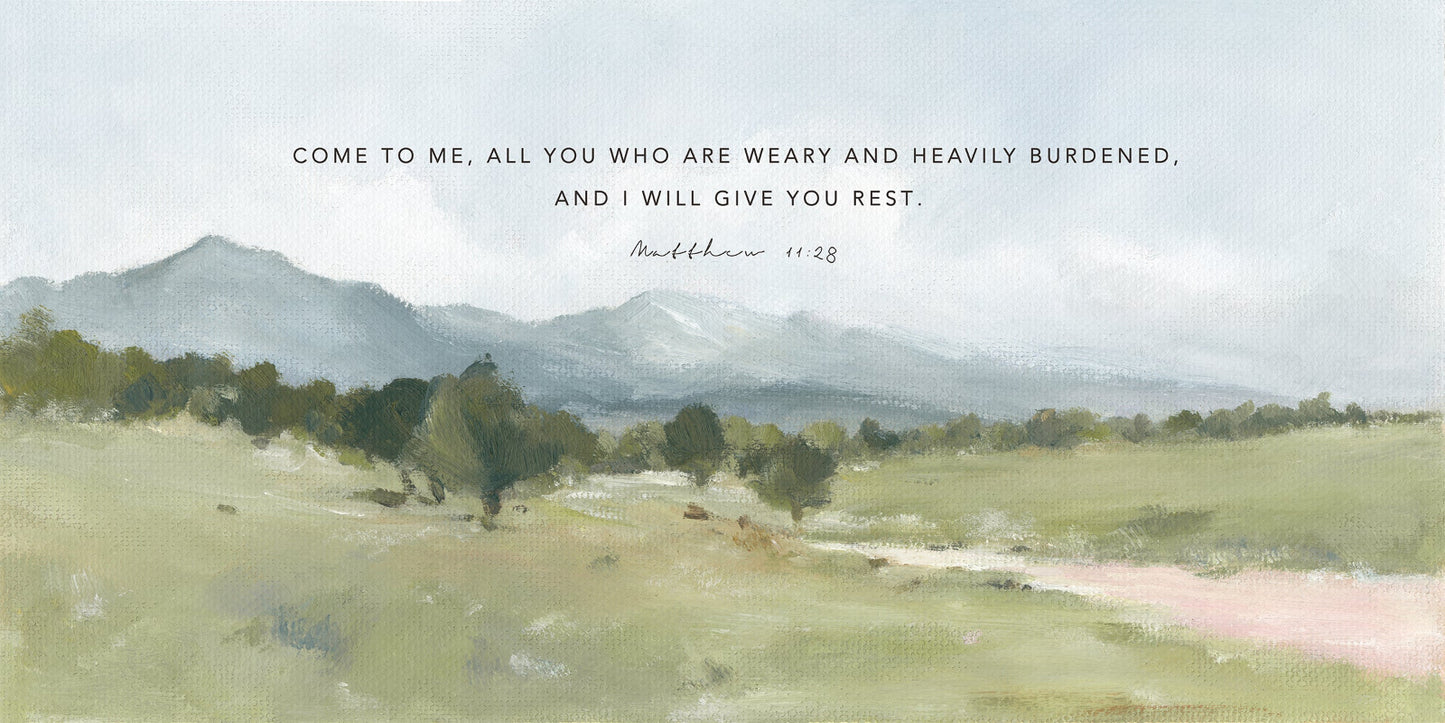 Christian wall art of Matthew 11:28 Come to Me Bible verse