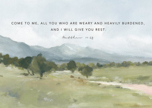 Christian wall art of Matthew 11:28 Come to Me Bible verse