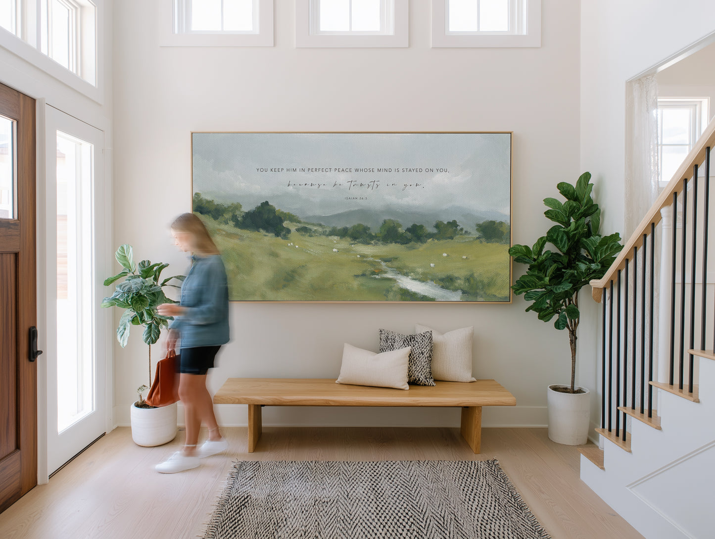 Christian home decor landscape with Scripture on God’s perfect peace