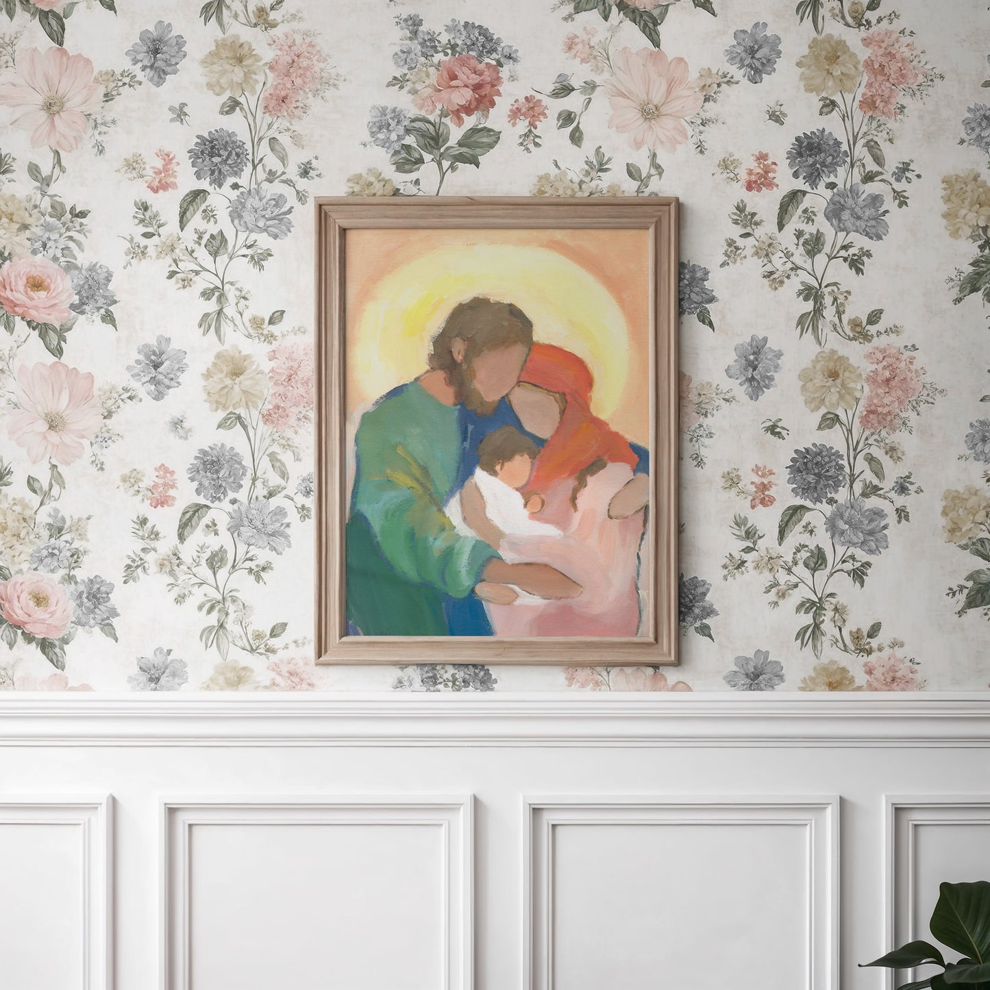 Christian Christmas Wall Art — Vibrant Holy Family Art Print "Held in Love"