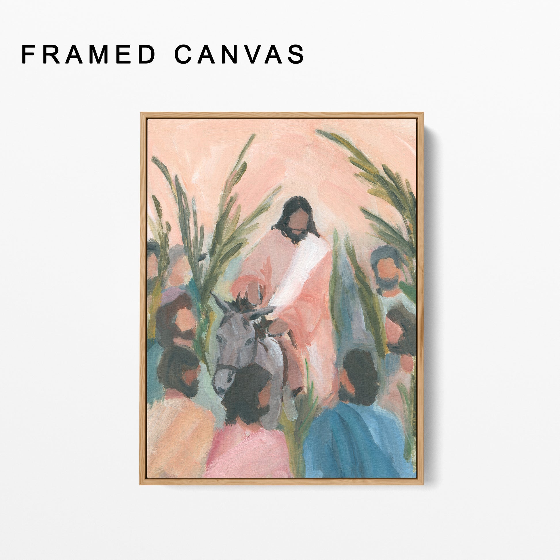 framed canvas print of Jesus on donkey