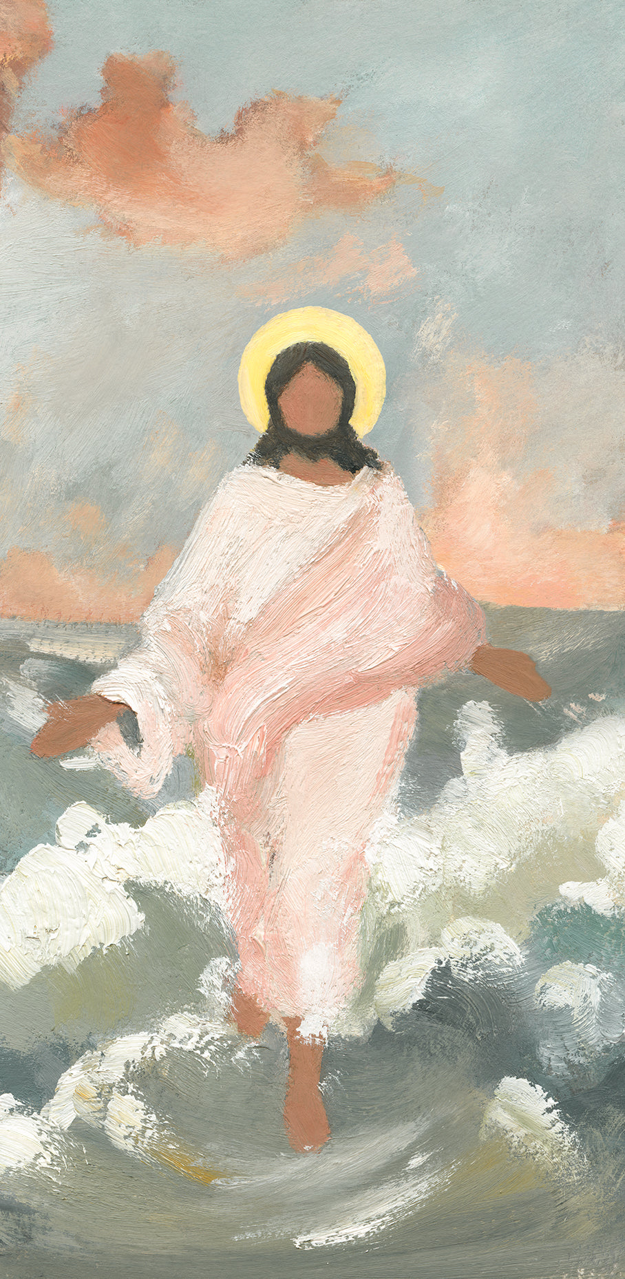 Christian Wall Art for Faith-Based Homes - Jesus Walking on Water Art "Above the Waves"