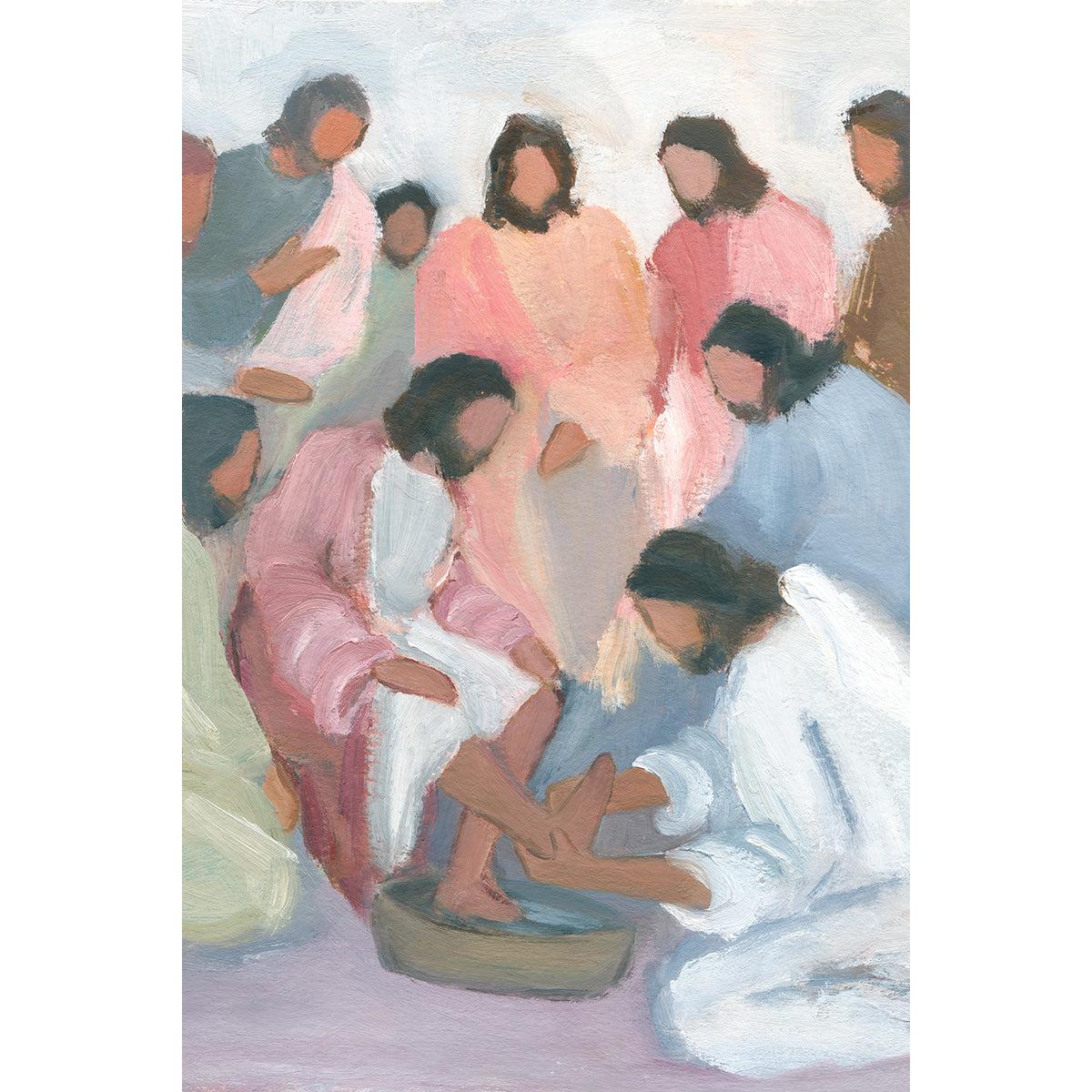 Modern Christian Wall Art Print | Jesus Washing Disciples’ Feet | "The Servant Master"