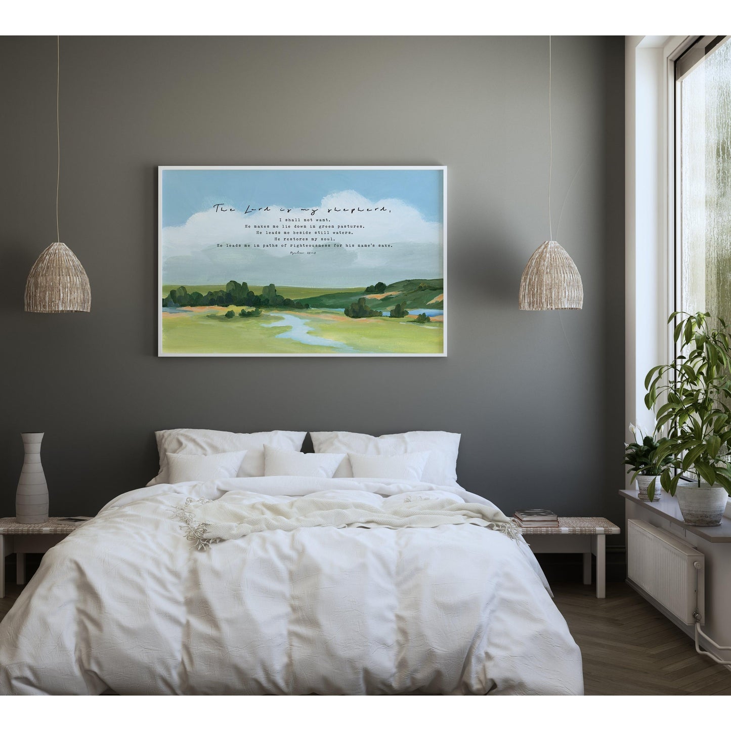 Landscape Art with Bible Verses - Psalm 23