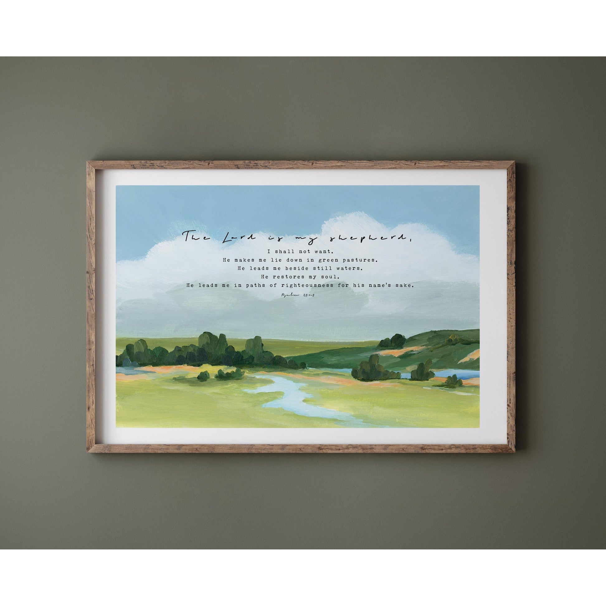 Landscape Art with Bible Verses - Psalm 23