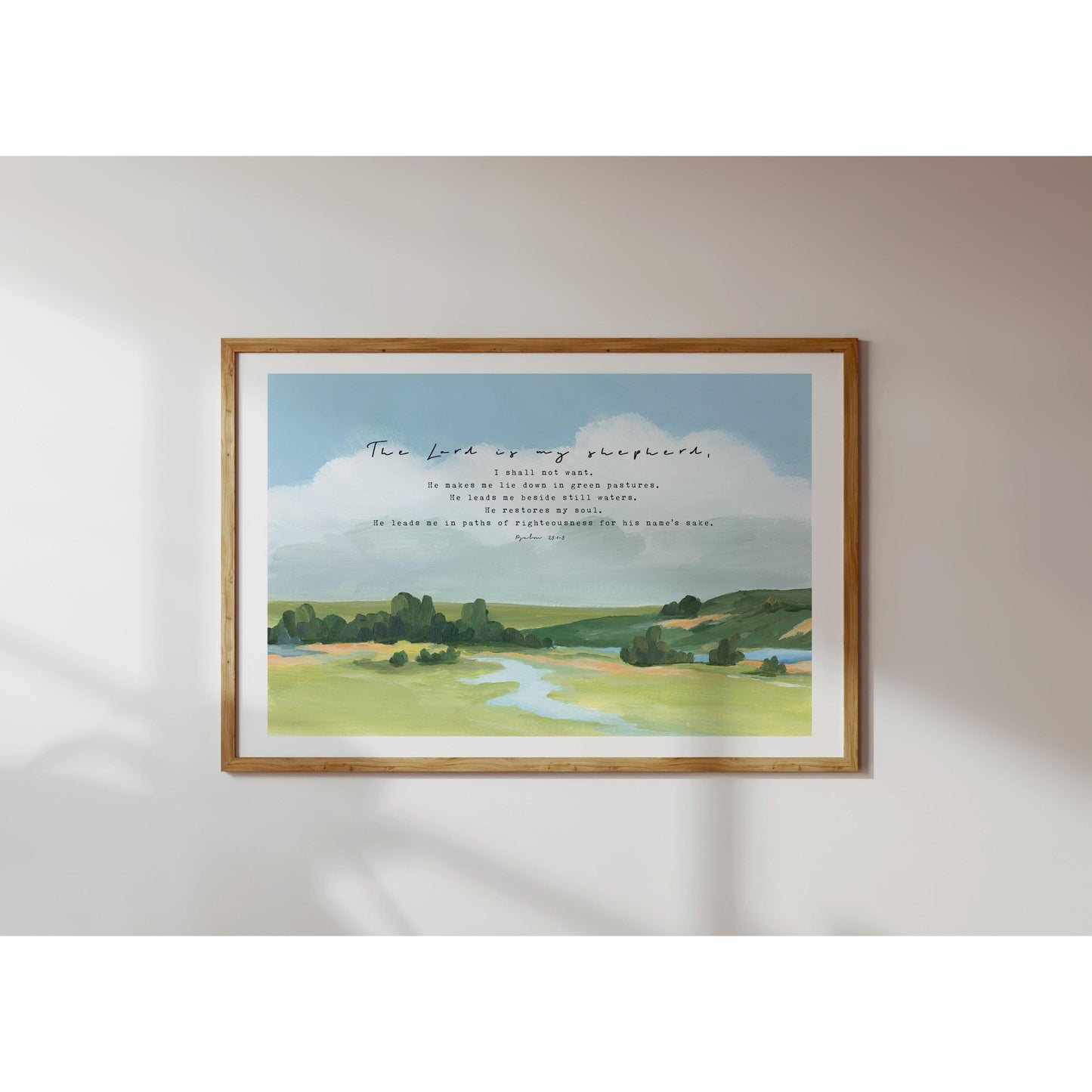 Landscape Art with Bible Verses - Psalm 23