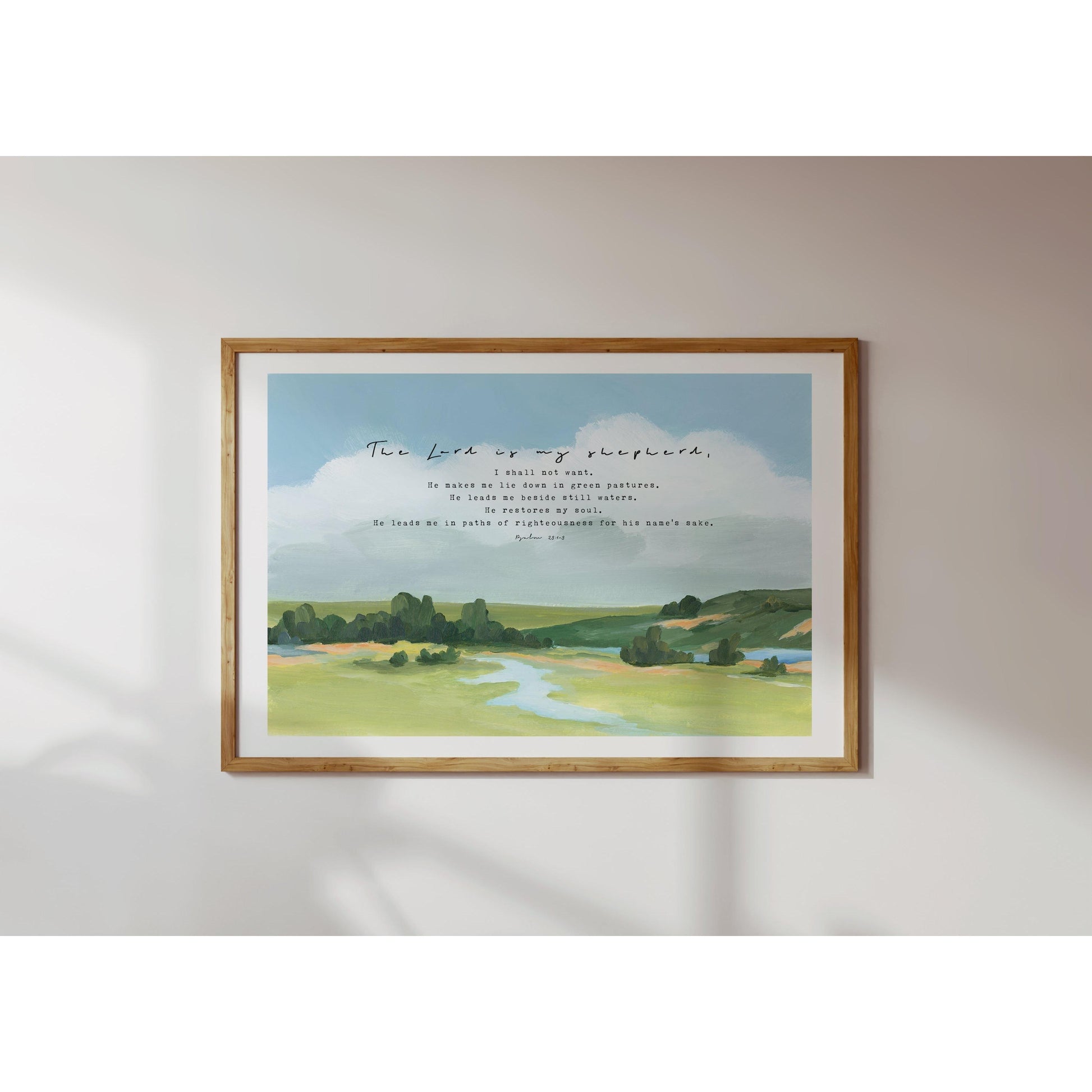 Landscape Art with Bible Verses - Psalm 23