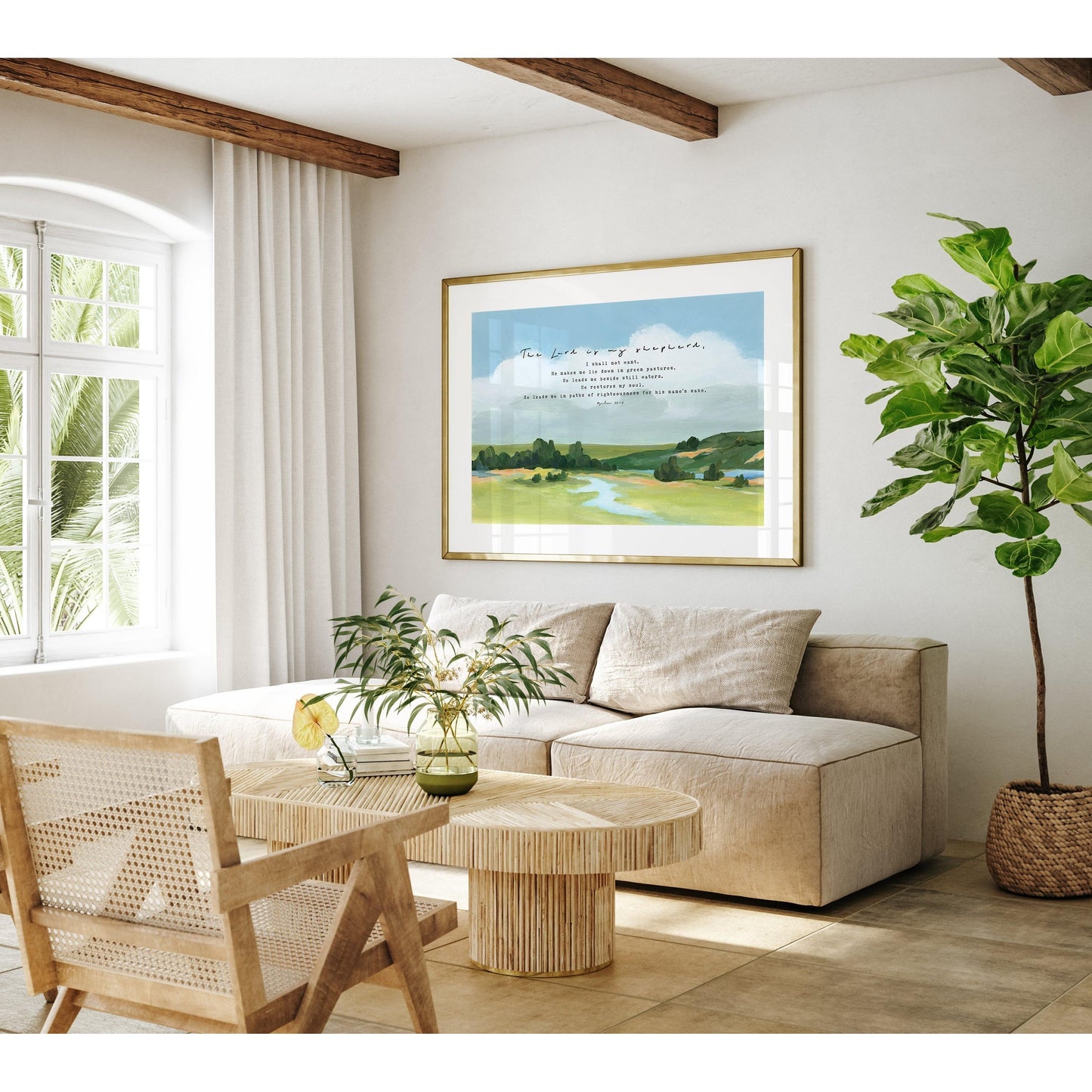 Landscape Art with Bible Verses - Psalm 23