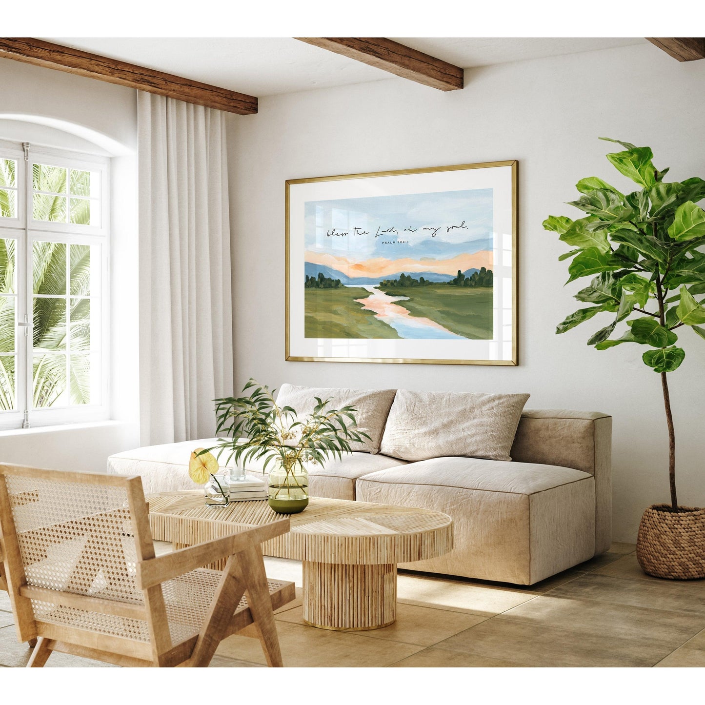 Large Christian Art - Landscape with Bible Verse Psalm 103:1