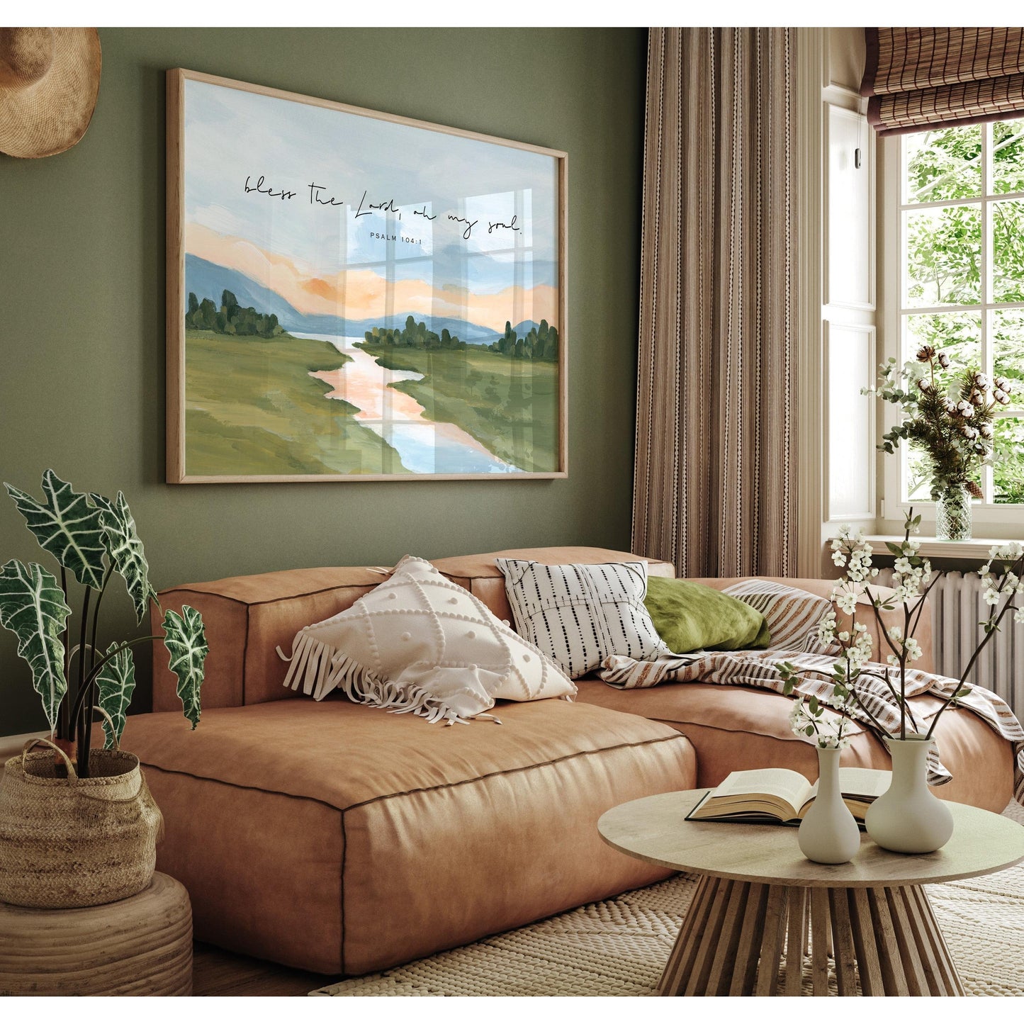 Large Christian Art - Landscape with Bible Verse Psalm 103:1