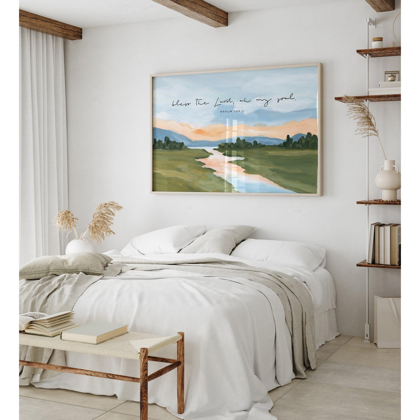 Large Christian Art - Landscape with Bible Verse Psalm 103:1