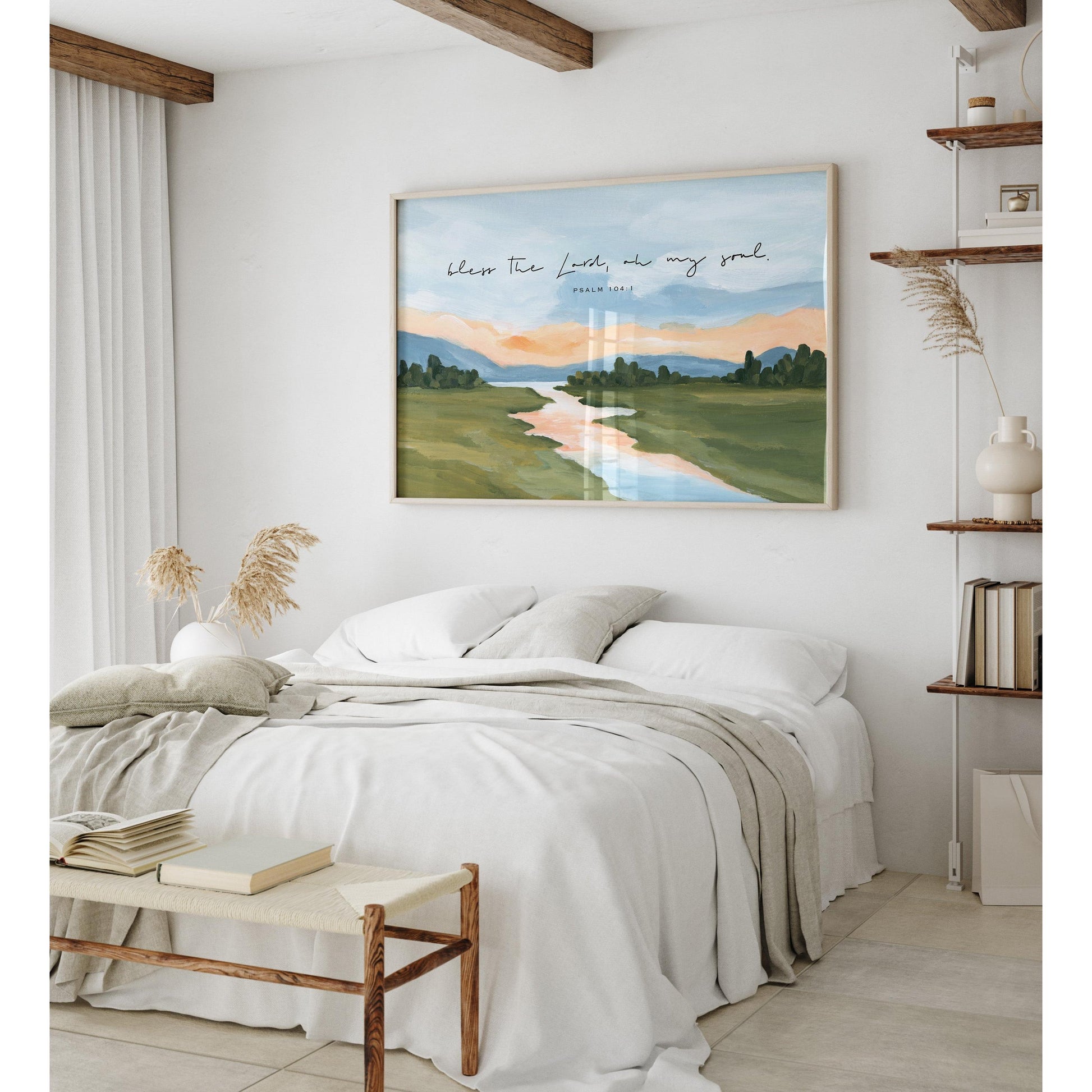 Large Christian Art - Landscape with Bible Verse Psalm 103:1