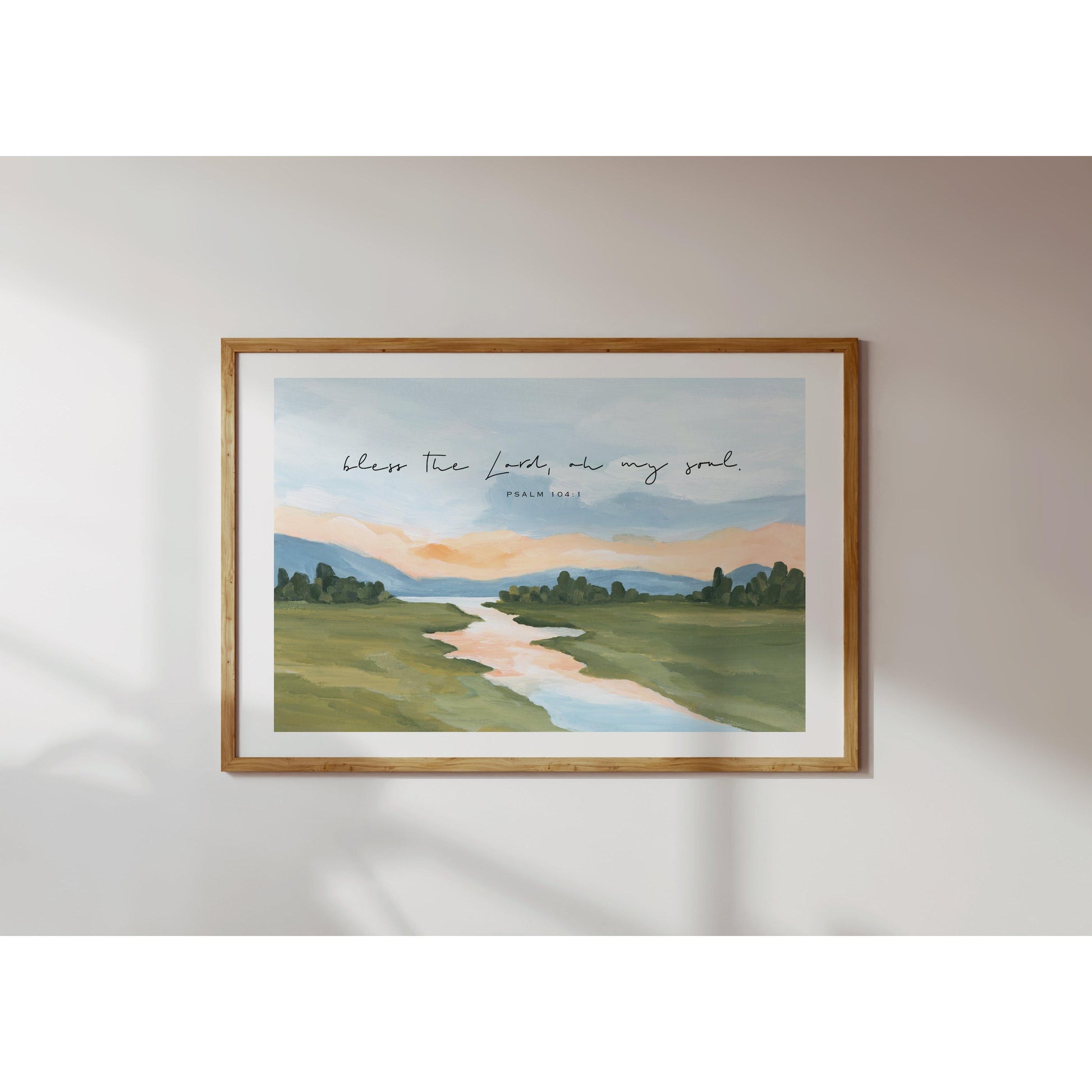 Large Christian Art - Landscape with Bible Verse Psalm 103:1