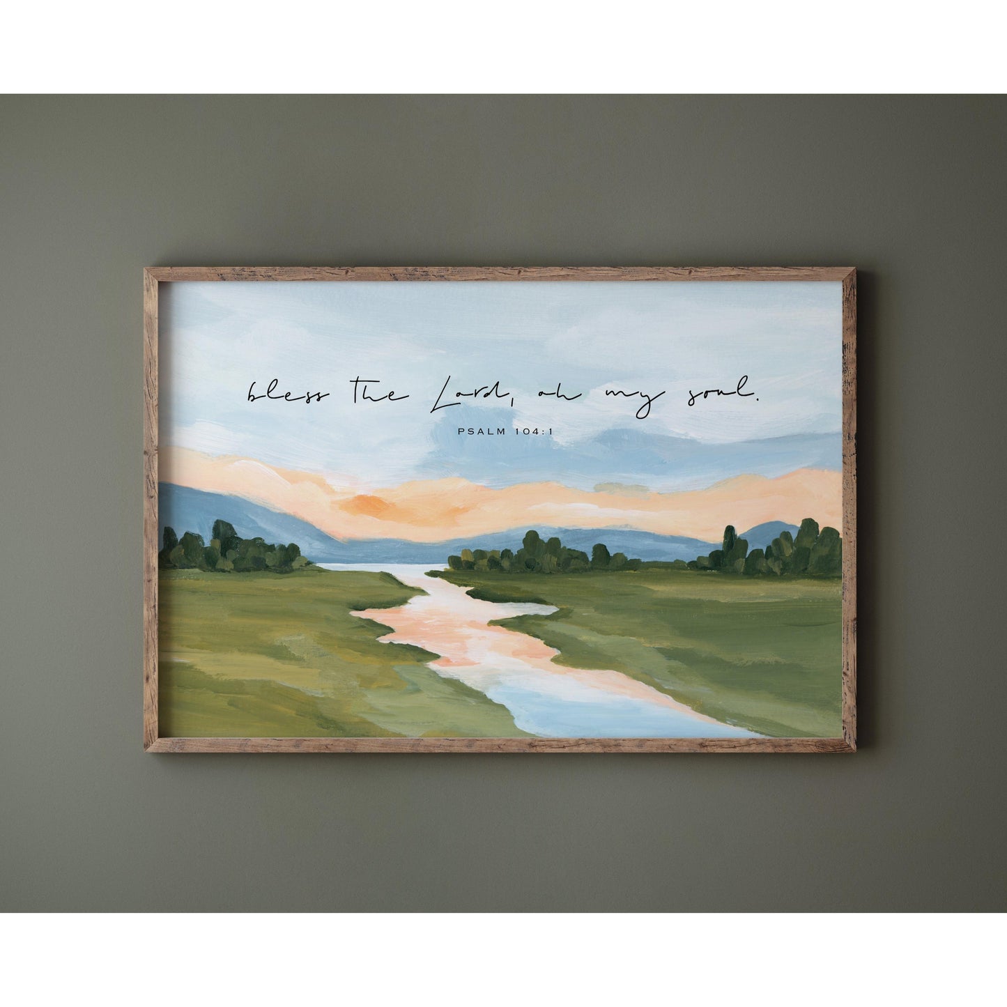 Large Christian Art - Landscape with Bible Verse Psalm 103:1