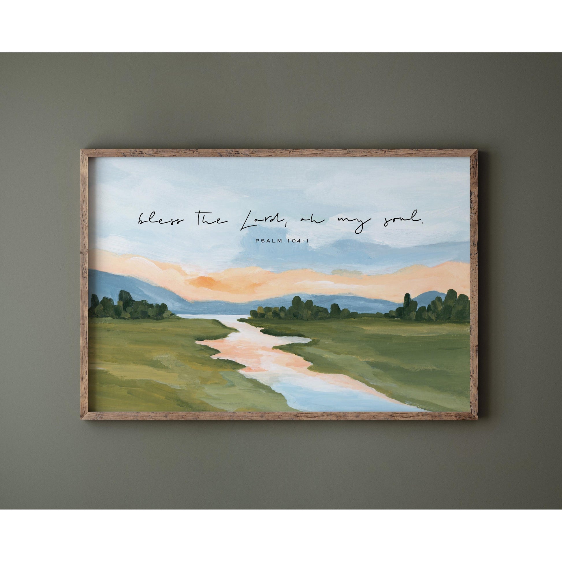 Large Christian Art - Landscape with Bible Verse Psalm 103:1
